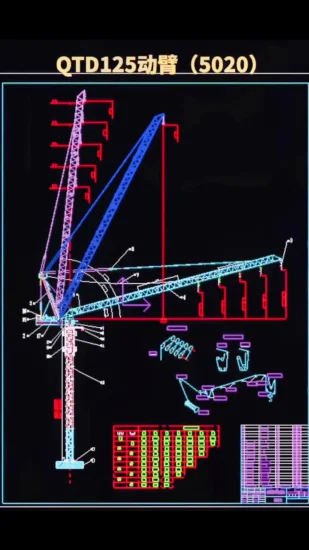 Guindaste de torre Max 6t com raio de trabalho de 55m e altura de elevação de 140m